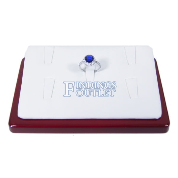 Rosewood White Faux Leather 5 Ring Jewelry Display Holder Showcase Tray Stand - Image 4
