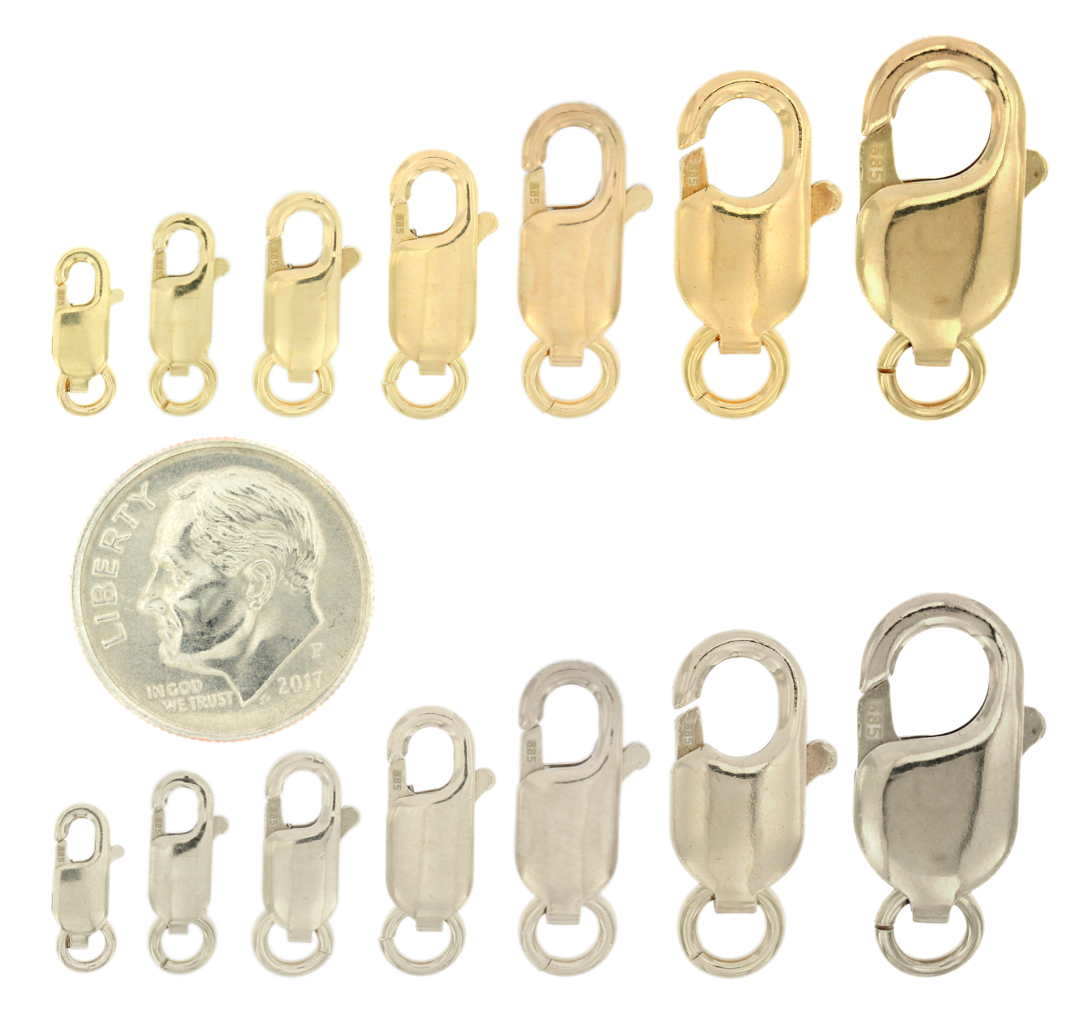 14k White & Yellow Gold Lobster Claw Clasp Bracelet Chain Replacement Lock  585 - Findings Outlet