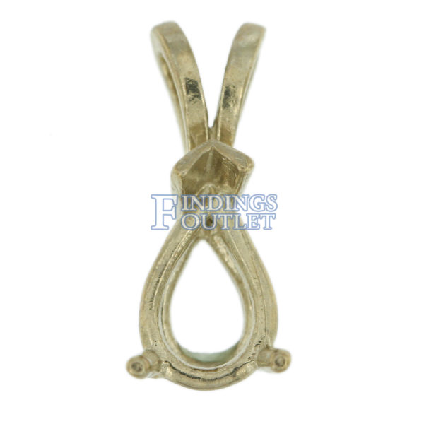 14K White Gold V-End Pear Pendant Setting Rabbit Ear Bail Mounting 0.13ct - 9.35ct - Image 3