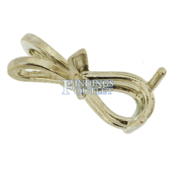 14K White Gold V-End Pear Pendant Setting Rabbit Ear Bail Mounting 0.13ct - 9.35ct - Image 5