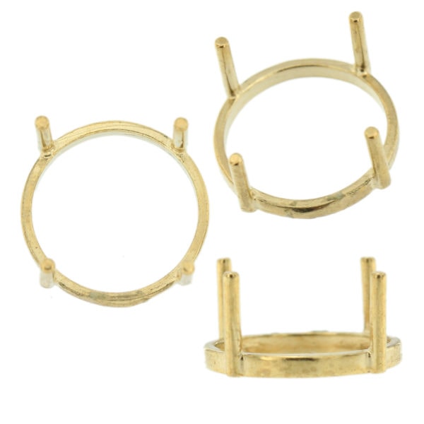 14K Yellow Gold Round Low Base Head Setting Mounting 4 Prong 0.03ct - 9.00ct