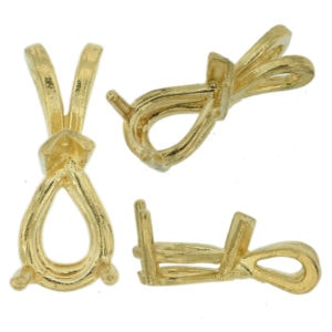 14K Yellow Gold V-End Pear Pendant Setting Rabbit Ear Bail Mounting 0.13ct - 9.35ct