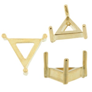14K Yellow Gold Triangle Low Base Head Setting Mounting 3 Prong 0.12ct - 2.00ct