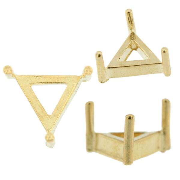 14K Yellow Gold Triangle Low Base Head Setting Mounting 3 Prong 0.12ct - 2.00ct