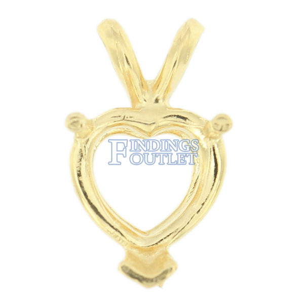 14K Yellow Gold V-End Heart Pendant Setting Rabbit Ear Bail Mounting - Image 3