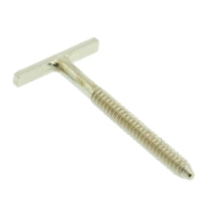 14K White Gold Solid T-Bar Threaded Screw Earring Post 18 Gauge Standard 0.50