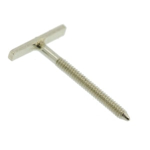 14K White Gold Solid T-Bar Threaded Screw Earring Post 20 Gauge Standard 0.375"