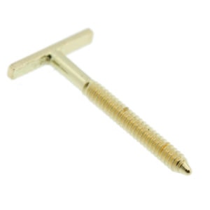 14K Yellow Gold Solid T-Bar Threaded Screw Earring Post 18 Gauge Standard 0.50"
