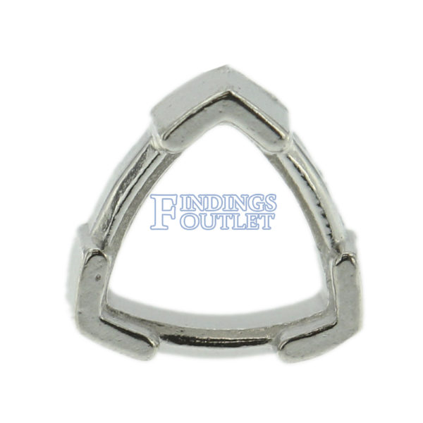 14k White Gold V-End Trillion Stud Earring Mounting Setting Push Back Post - Image 3