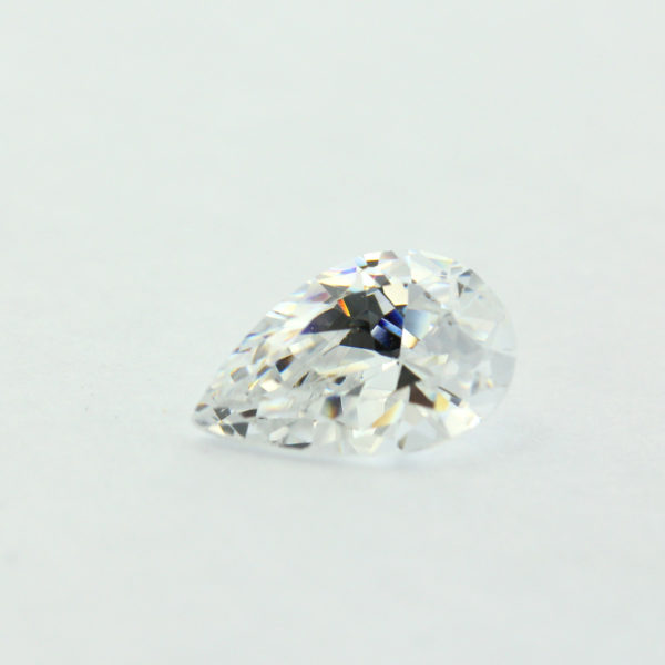 Loose Pear Shape Clear CZ Gemstone Cubic Zirconia April Birthstone Front