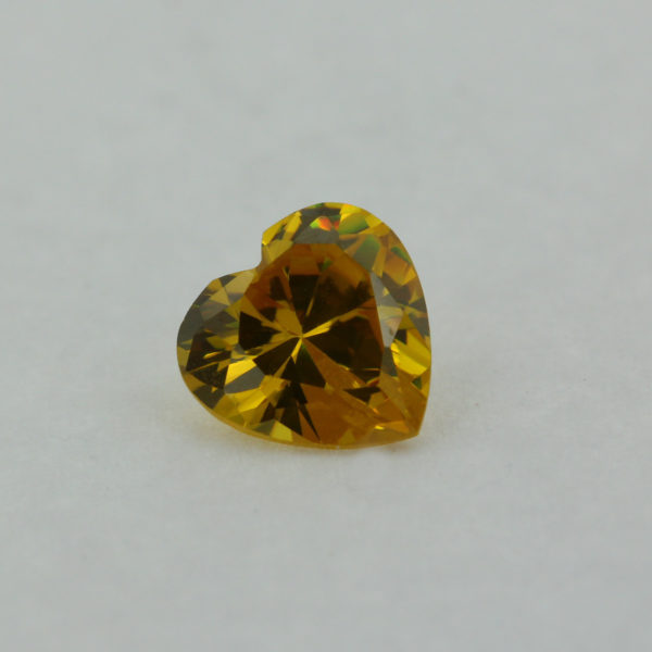 Loose Heart Shape Citrine CZ Gemstone Cubic Zirconia November Birthstone Front