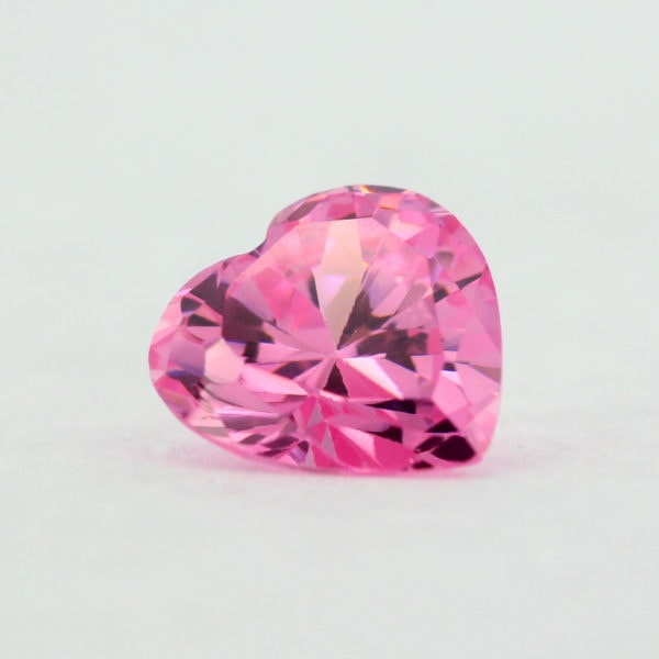Loose Heart Shape Pink CZ Gemstone Cubic Zirconia October Birthstone Front