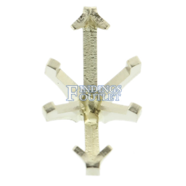 14K White Gold V-End Marquise 6 Prong Peg Head Setting Standard For Center Stone - Image 3