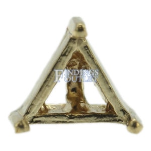 14k Yellow Gold Triangle Stud Earring Mounting Setting Push Back Post 3 Prong Zoom