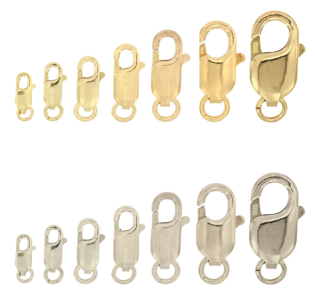 10k White & Yellow Gold Lobster Claw Clasp Bracelet Chain Replacement Lock  417 - Findings Outlet