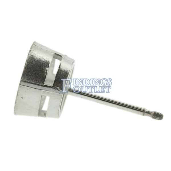 14k White Gold Round Bezel Stud Earring Mounting Setting Push Back Post - Image 5