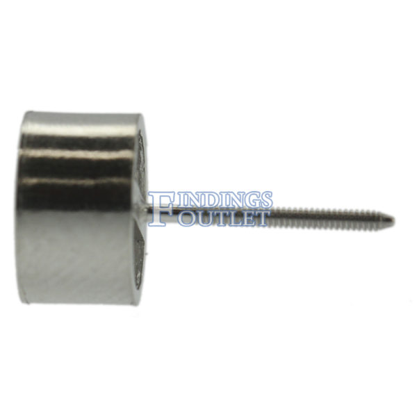 14k White Gold Round Bezel Stud Earring Mounting Setting Screw Back Post - Image 3