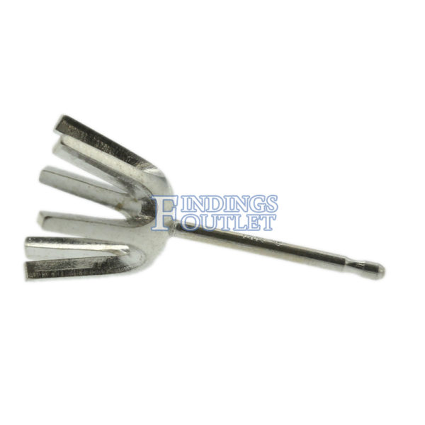 14k White Gold Round Stud Earring Mounting Setting Push Back Post 6 Prong - Image 4