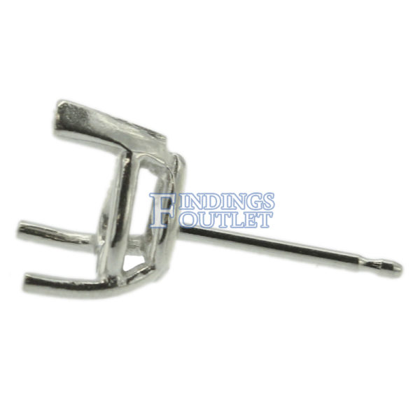 14k White Gold V-End Heart Stud Earring Mounting Setting Push Back Post 3 Prong - Image 4