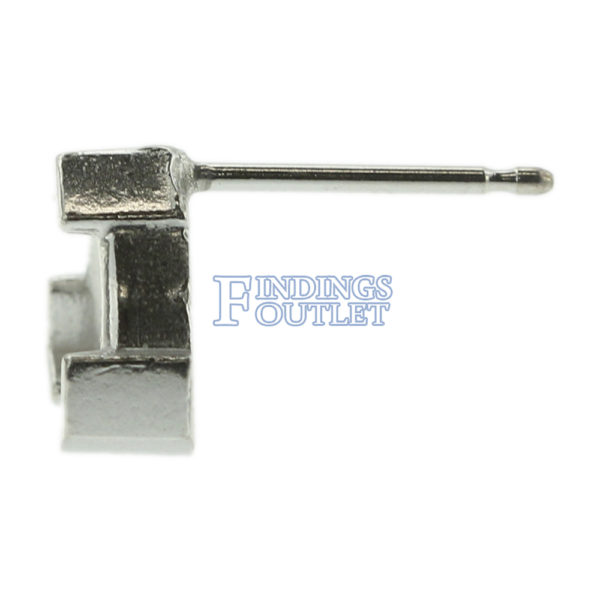 14k White Gold V-End Trillion Stud Earring Mounting Setting Push Back Post - Image 4