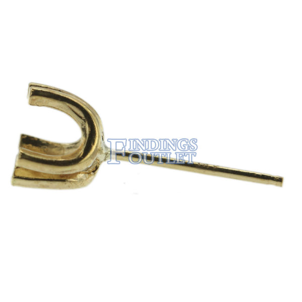 14k Yellow Gold Round Stud Earring Mounting Setting Push Back Post Double Prong - Image 4