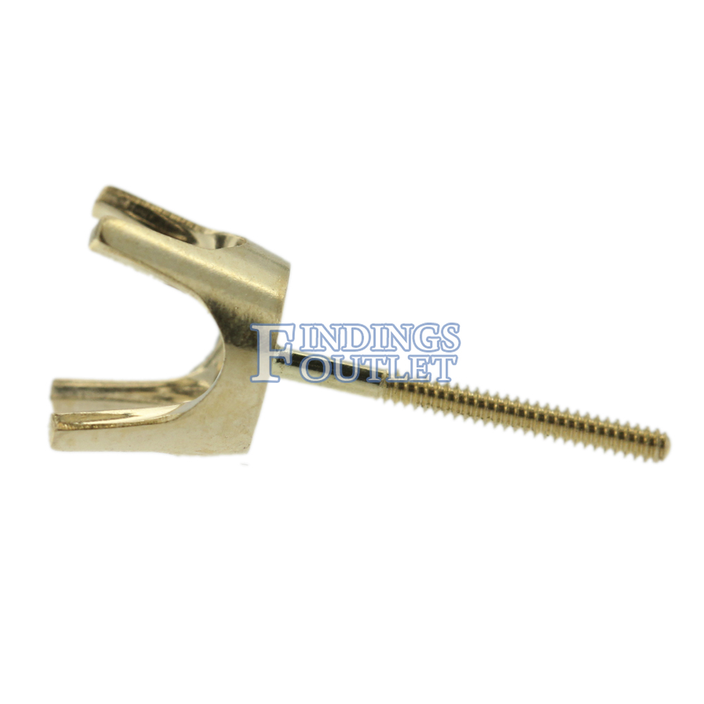 14K Yellow Gold Screw Back Earring Settings – Princess Martini Style, 4 Prong (Fits 4.5-7mm Stones)