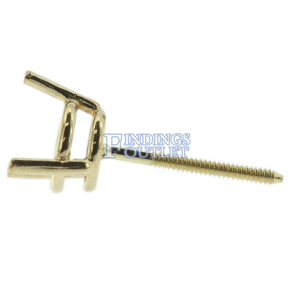 14k Yellow Gold Round Wire Basket Stud Earring Mounting Setting Screw Back Post - Image 4