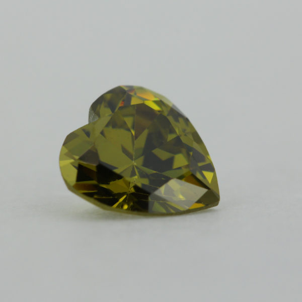 Loose Heart Shape Peridot CZ Gemstone Cubic Zirconia August Birthstone Side