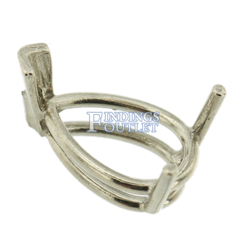 14K White Gold Pear Wire Basket Setting Mounting 3 Prong V-End 0.15ct 5.75ct