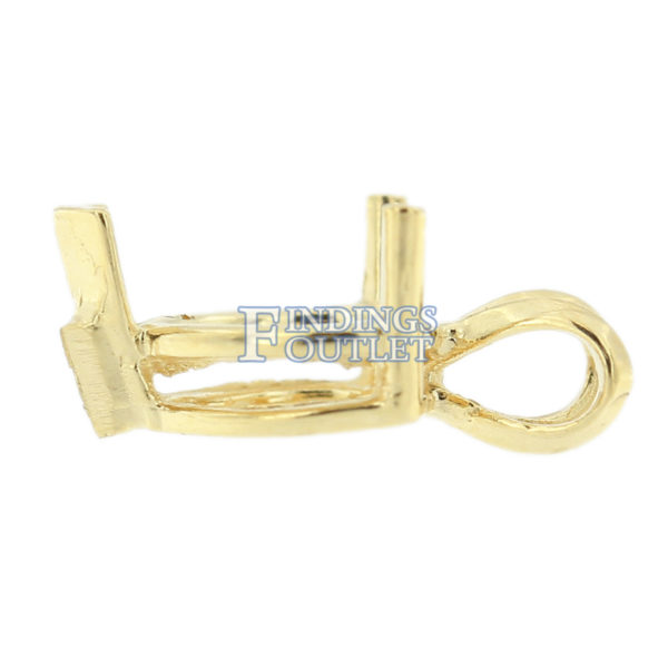 14K Yellow Gold V-End Heart Pendant Setting Rabbit Ear Bail Mounting - Image 5