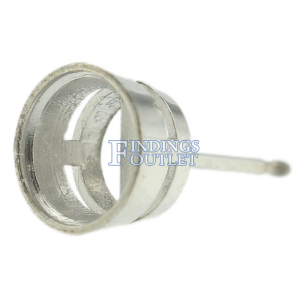 14k White Gold Round Bezel Stud Earring Mounting Setting Push Back Post - Image 6
