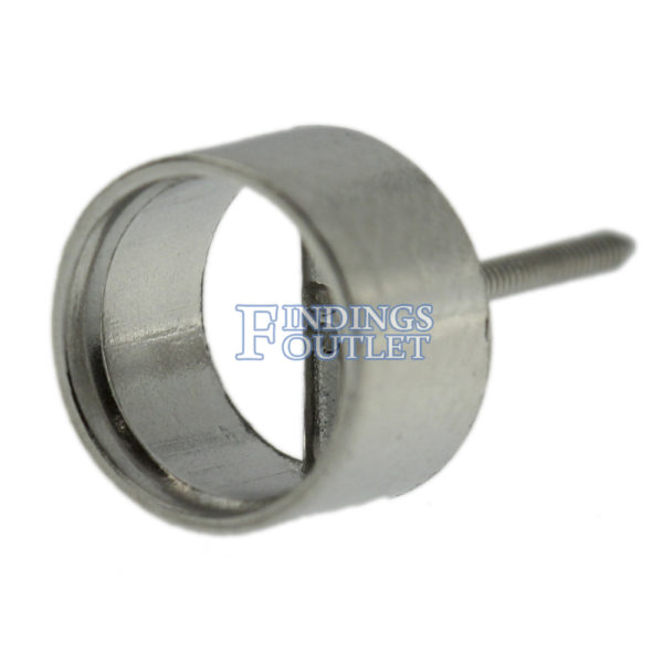 14k White Gold Round Bezel Stud Earring Mounting Setting Screw Back Post - Image 4