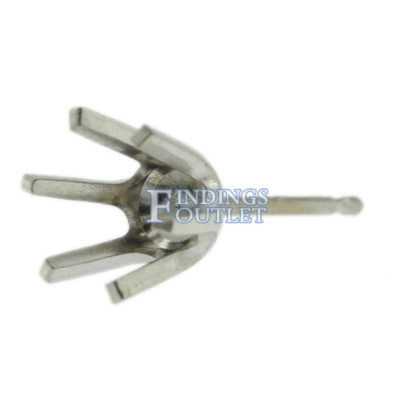 14k White Gold Round Stud Earring Mounting Setting Push Back Post 6 Prong - Image 5