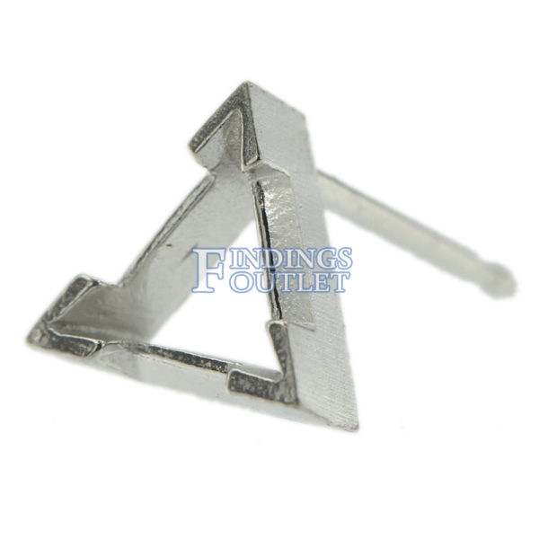 14k White Gold V-End Triangle Stud Earring Mounting Setting Push Back Post - Image 5