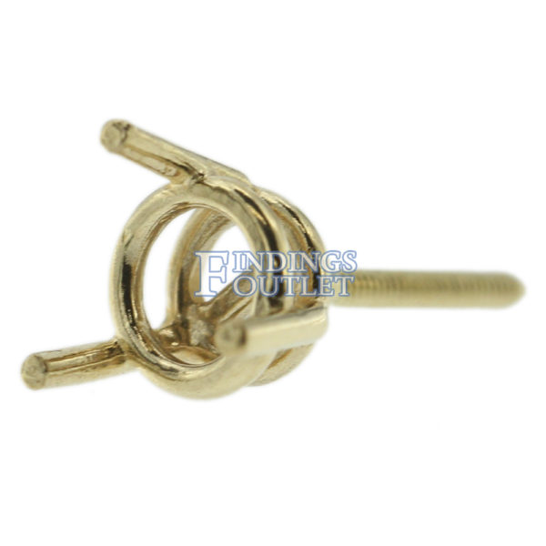 14k Yellow Gold Round Wire Basket Stud Earring Mounting Setting Screw Back Post - Image 5