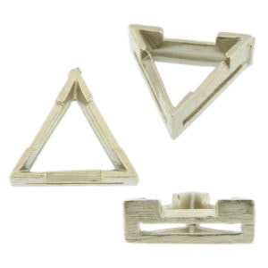 14K White Gold Triangle Wire Basket Setting Mounting V-Ends 3 Prong