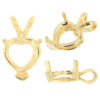 14K Yellow Gold V-End Heart Pendant Setting Rabbit Ear Bail Mounting