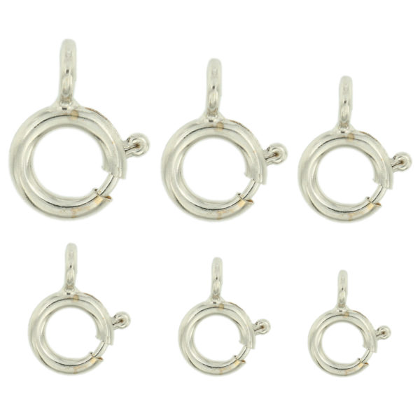 14K Solid White Gold Spring Ring Clasp Round Open Jump Ring 4.5mm - 7mm 1 Piece