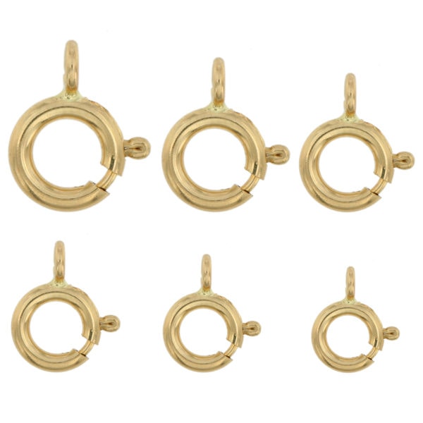 14K Solid Yellow Gold Spring Ring Clasp Round Open Jump Ring 4.5mm - 8mm 1 Piece