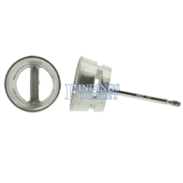 14k White Gold Round Bezel Stud Earring Mounting Setting Push Back Post - Image 3
