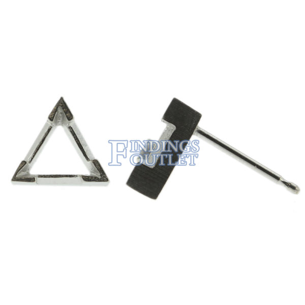 14k White Gold V-End Triangle Stud Earring Mounting Setting Push Back Post - Image 6