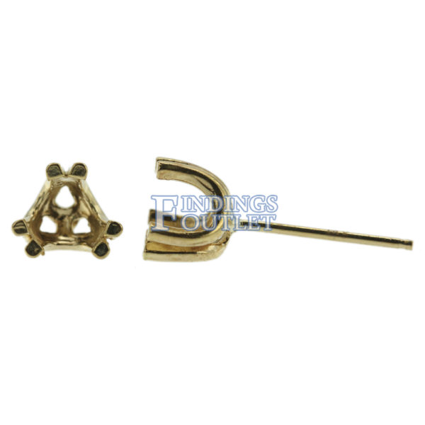 14k Yellow Gold Round Stud Earring Mounting Setting Push Back Post Double Prong - Image 6