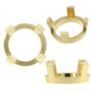 14K Yellow Gold Round Low Base Head Setting Mounting 4 Prong