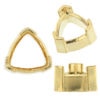 14K Yellow Gold Trillion Low Base Head Setting Mounting 3 Prong V-End