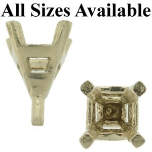 14K White Gold Square 4 Prong Peg Head Setting Standard Style For Center Stone