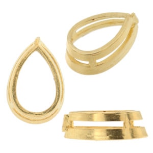 14K Yellow Gold Pear Bezel Head Setting Mounting With Airline