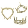 14K White Gold Heart Wire Basket Setting Mounting 4 Prong