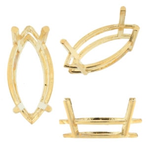 14K Yellow Gold Marquise Wire Basket Setting Mounting 4 Prong