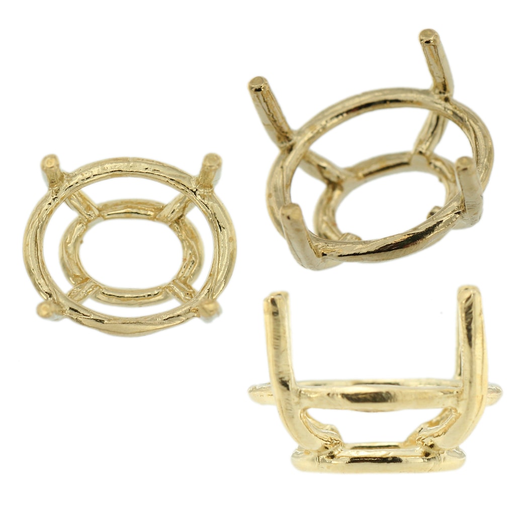 14K Yellow Gold Round Pre-Notched Basket Setting Mounting 4 Prong 2mm-10.5mm USA 