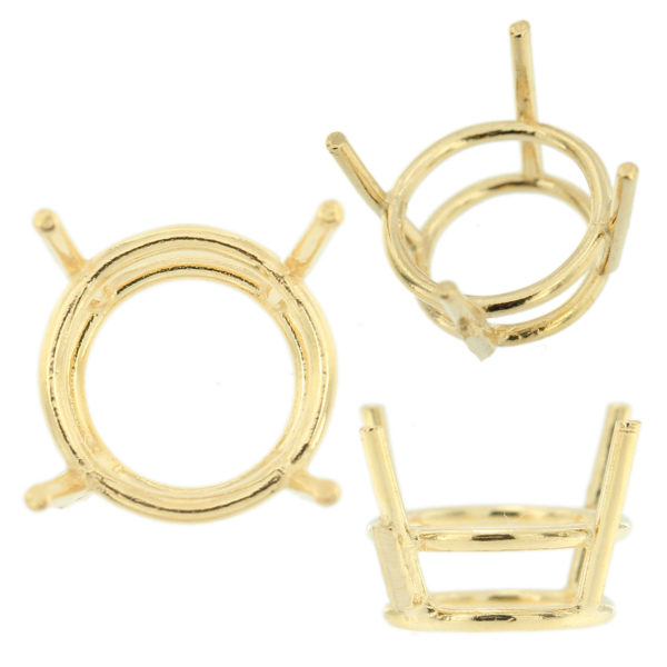 14K Yellow Gold Round Wire Basket Setting Mounting 4 Prong